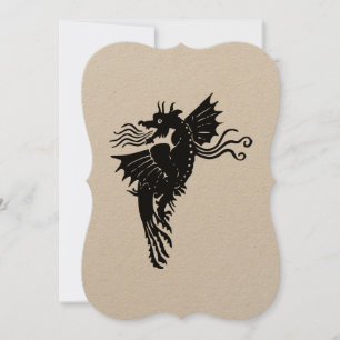 Dragon Silhouette Spirit Animal Emblem Card Inbjudningar