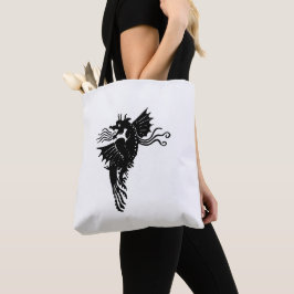 Dragon Silhouette Spirit Animal Emblem Tote Bag Tygkasse