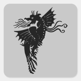 Dragon Silhouette Spirit Animal Totem Emblem Fyrkantigt Klistermärke