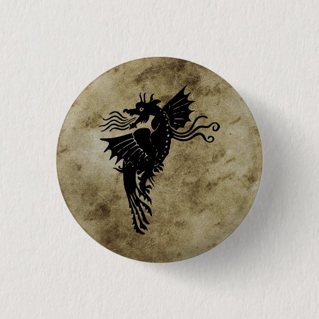 Dragon Silhouette Spirit Animal Totem Emblem Knapp (Framsida)