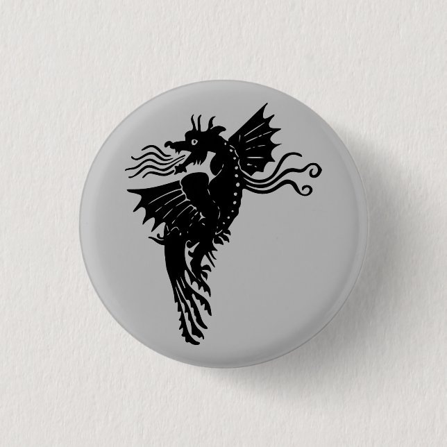 Dragon Silhouette Spirit Animal Totem Emblem Knapp (Framsida)