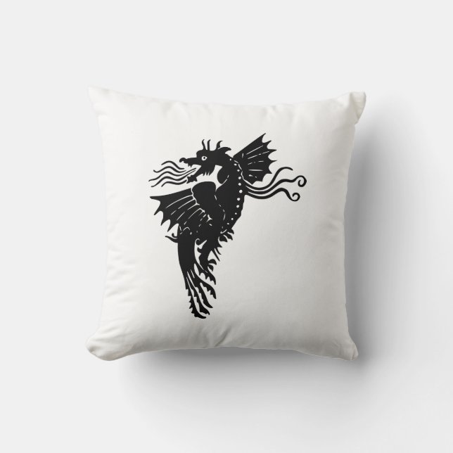Dragon Silhouette Spirit Animal Totem Emblem Kudde (Framsida)