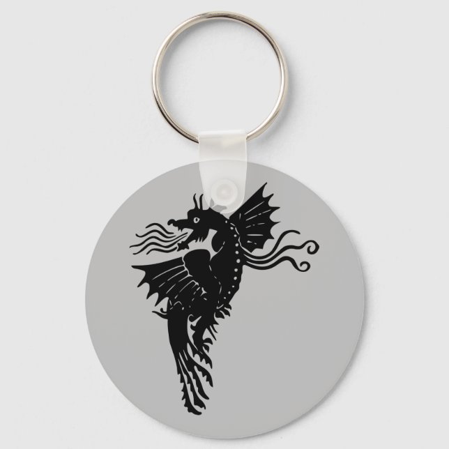 Dragon Silhouette Spirit Animal Totem Emblem Nyckelring (Framsida)