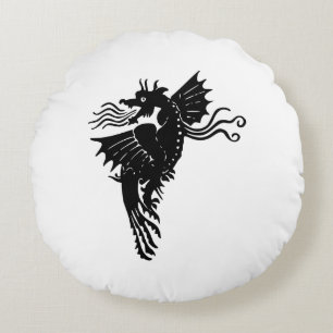 Dragon Silhouette Spirit Animal Totem Emblem Thlem Rund Kudde