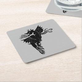 Dragon Silhouette Spirit Animal Totem Emblem Underlägg Papper Kvadrat