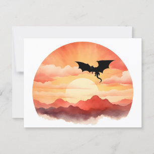 Dragon Silhouetted Against a Sunset Vykort
