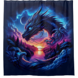 Dragon Silhouetted against a Vibrant Sunset