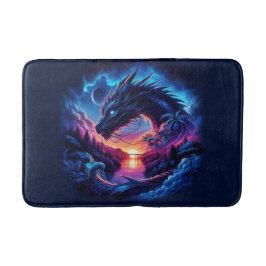 Dragon Silhouetted against a Vibrant Sunset Badrumsmatta