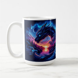 Dragon Silhouetted against a Vibrant Sunset Kaffemugg