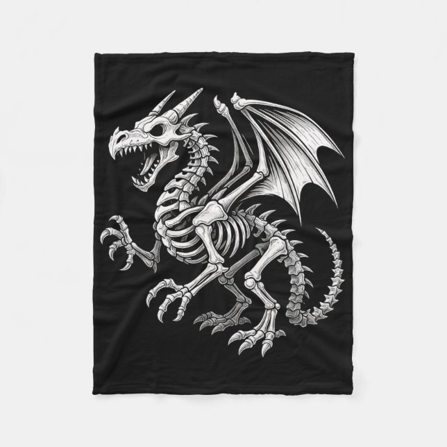 Dragon Skeleton Halloween Fantasy Boys Girls Kids Fleecefilt (Framsidan)