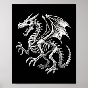 Dragon Skeleton Halloween Fantasy Boys Girls Kids Poster
