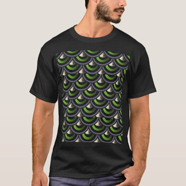 Dragon Skin Peacock Merman Scales T Shirt (Framsida)
