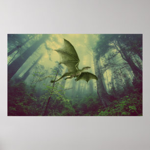 Dragon-skogens fantasykonst Poster