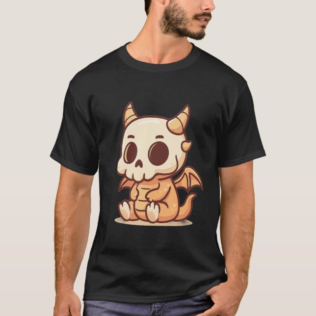 🔥 "Dragon Skull Mascot - Cute yet Fierce Tee" T Shirt (Framsida)