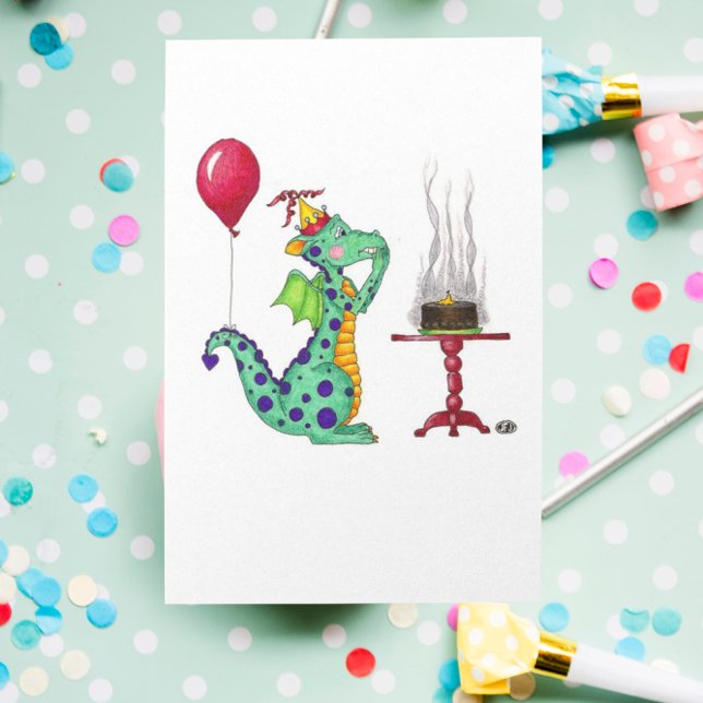 Dragon Smoke Birthday Card Kort (Skapare uppladdad)