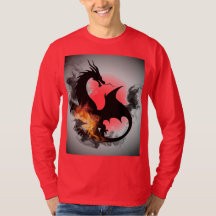 Dragon Smoke Silhouette Red Long-sleged T-Shirt