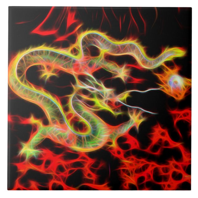 Dragon snake Fire på Lucky Energy Kakelplatta (Framsidan)