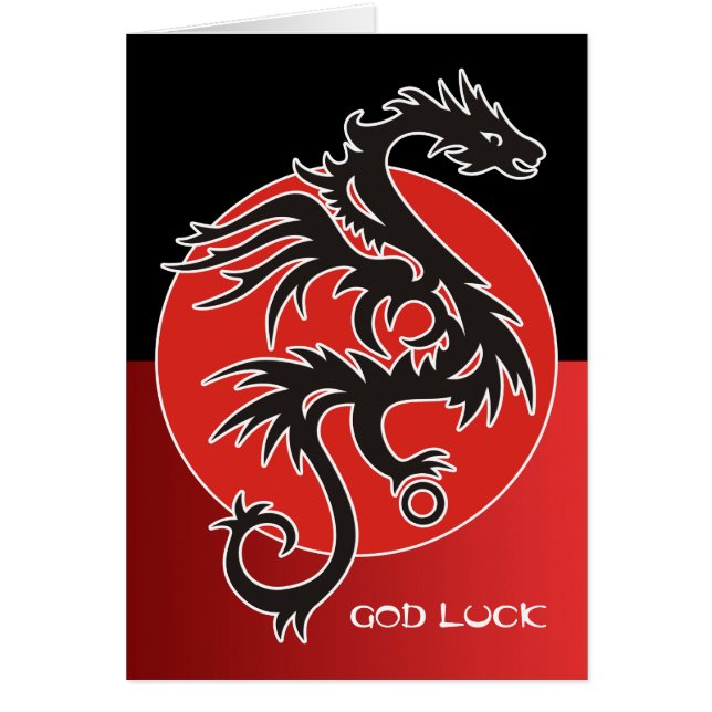 Dragon Sol Power - Black Red white + dina idéer Hälsningskort (Framsidan)