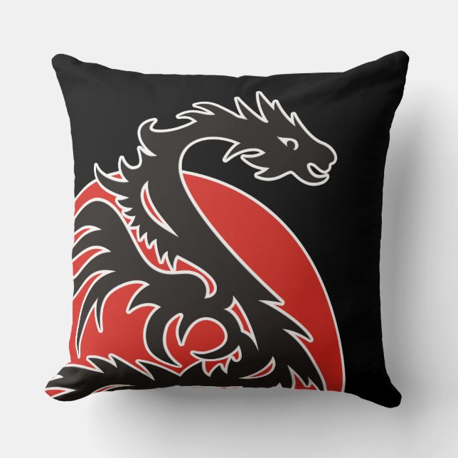Dragon Sol Power - Black Red white + dina idéer Kudde (Framsida)