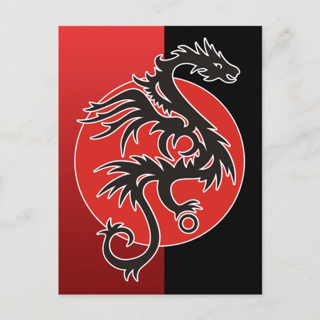 Dragon Sol Power - Black Red white + dina idéer Vykort (Framsida)