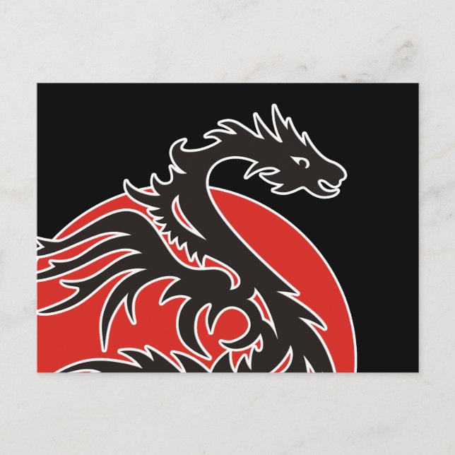 Dragon Sol Power - Black Red white + dina idéer Vykort (Framsida)