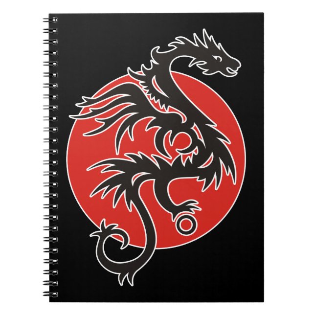 Dragon Sol - svart rött vitt + dina idéer Anteckningsbok (Framsidan)