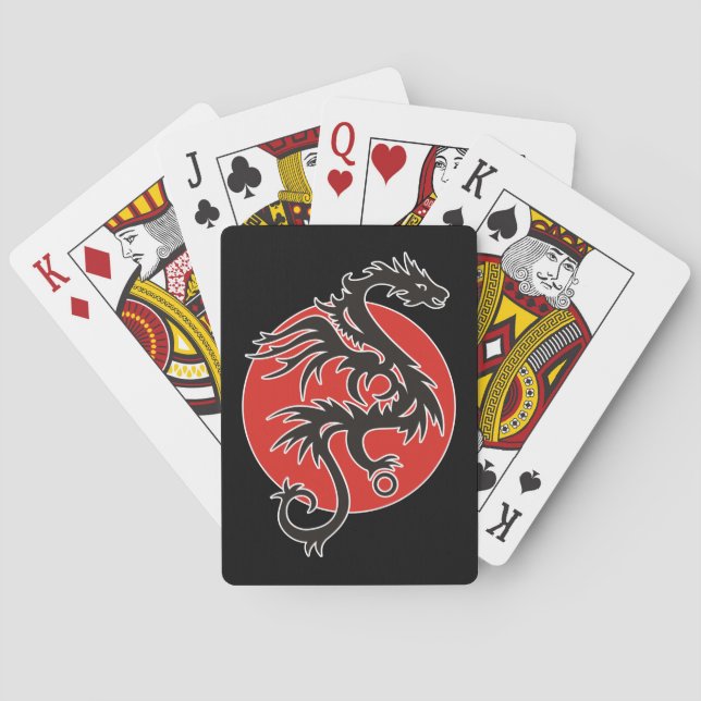 Dragon Sol - svart rött vitt + dina idéer Casinokort (Baksidan)
