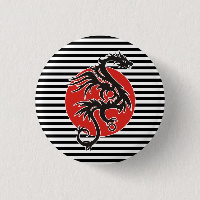 Dragon Sol - svart rött vitt + dina idéer Knapp (Framsida)