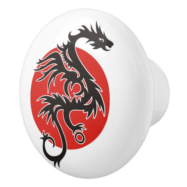 Dragon Sol - svart rött vitt + dina idéer Knopp (Höger)