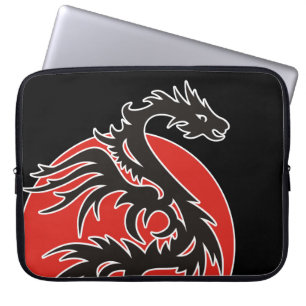 Dragon Sol - svart rött vitt + dina idéer Laptop Fodral