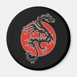 Dragon Sol - svart rött vitt + dina idéer Magnet