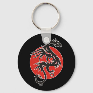 Dragon Sol - svart rött vitt + dina idéer Nyckelring
