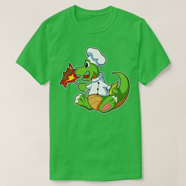 Dragon som Chef med Cooking apron T Shirt (Design framsida)