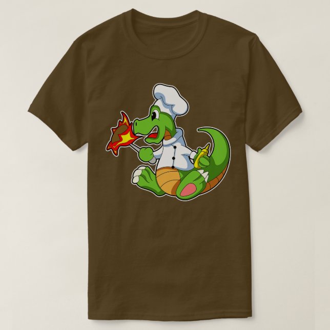 Dragon som Chef med Cooking apron T Shirt (Design framsida)