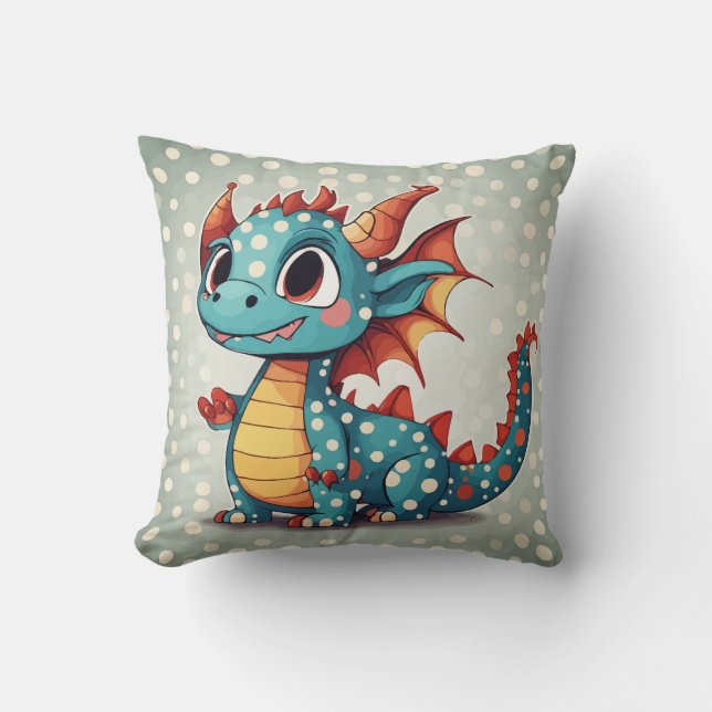 Dragon söta punkter kudde (Framsida)