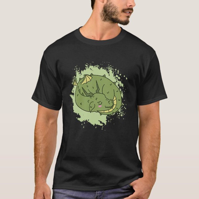 Dragon sover söt Fantasy Animal T Shirt (Framsida)