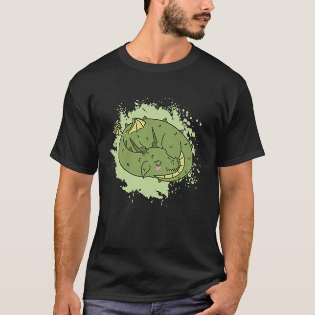 Dragon sover söt Fantasy Animal T Shirt (Framsida)