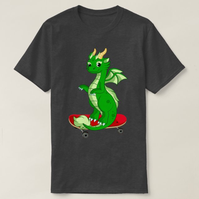 Dragon Spela Skateboard Funny Bra Dragon Skateb T Shirt (Design framsida)