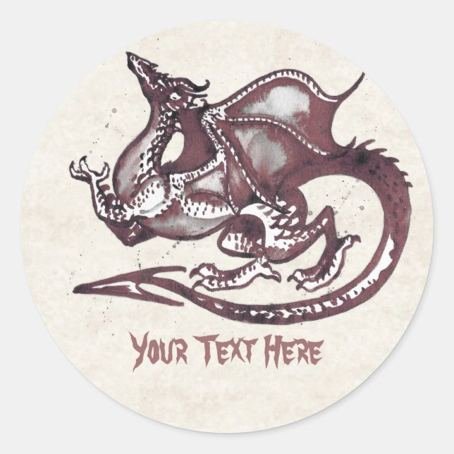Dragon Sticker Runt Klistermärke (Framsida)