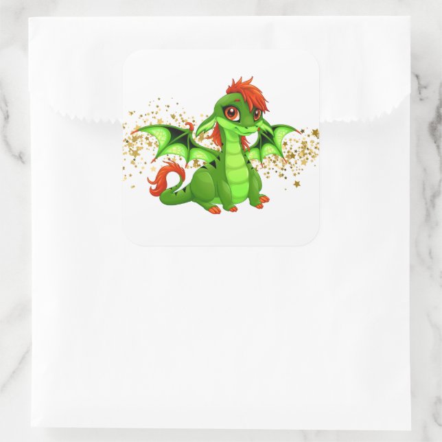 Dragon Stickers Fyrkantigt Klistermärke (Väska)