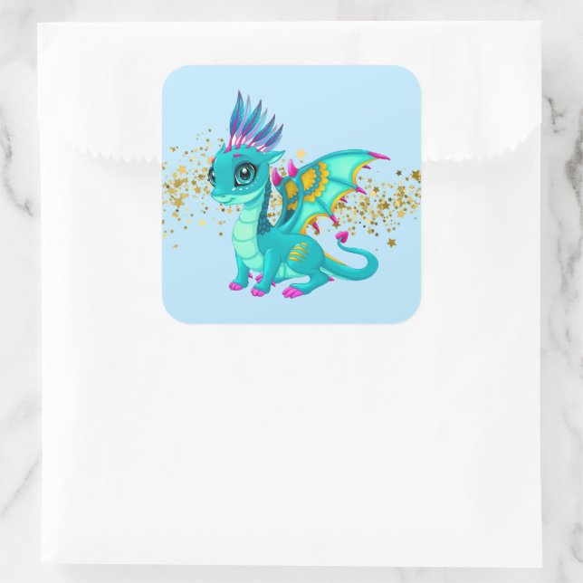 Dragon Stickers Fyrkantigt Klistermärke (Väska)