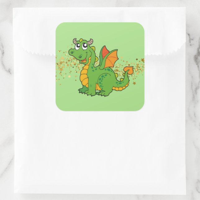 Dragon Stickers Fyrkantigt Klistermärke (Väska)