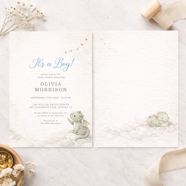 Dragon Storybook It's a Boy Baby Shower Inbjudningar (Skapare uppladdad)