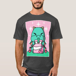 Dragon Strawberry Mjölk Shake Carton Japanska Kawa T Shirt
