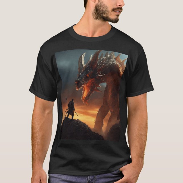 "Dragon Strejka on the Mountain" T Shirt (Framsida)
