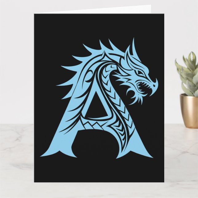 Dragon Styled Brev A, Dragon Alphabet, Monogram Kort (Liten växt)