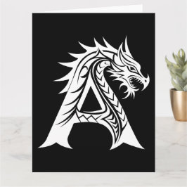 Dragon Styled Brev A, Dragon Alphabet, Monogram Kort