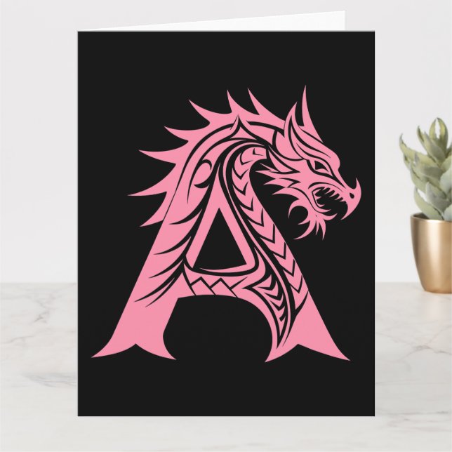 Dragon Styled Brev A, Dragon Alphabet, Monogram Kort (Liten växt)
