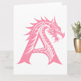 Dragon Styled Brev A, Dragon Alphabet, Monogram Kort