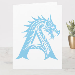 Dragon Styled Brev A, Dragon Alphabet, Monogram Kort